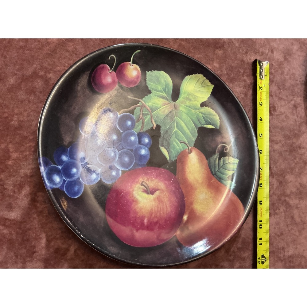 Furio Home Indonesia Fruit Motif Dinner Plates Set of 6 Apple Pear Grape Cherry - Picture 2 of 10